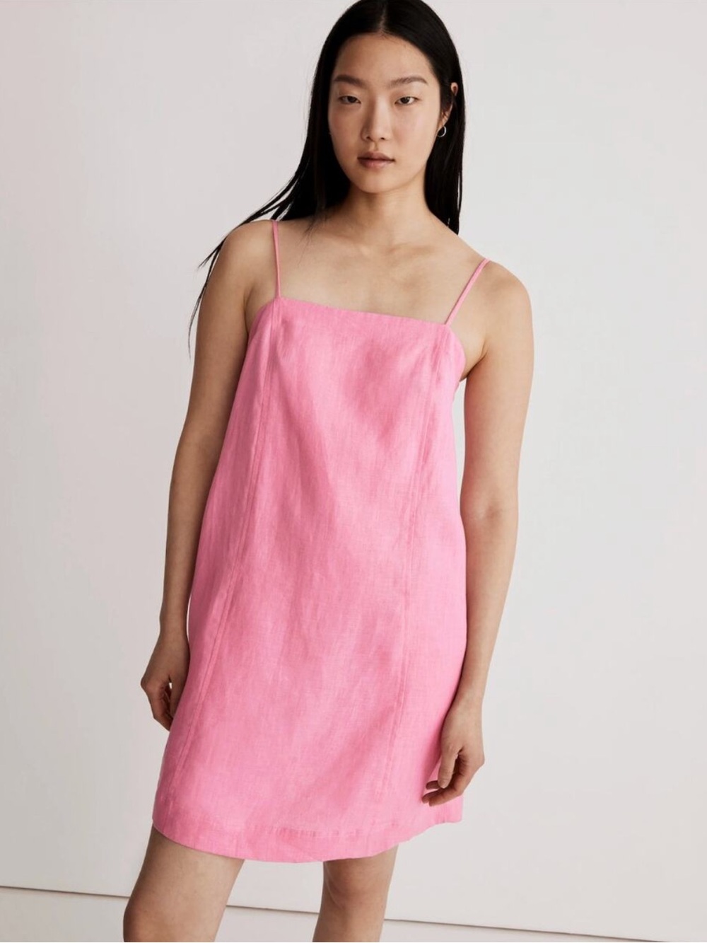Madewell pink linen mini dress